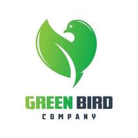 design de logotipo de pássaro de folha verde vetor