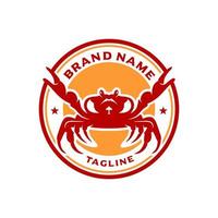 Projeto do logotipo do carimbo do círculo do caranguejo-do-mar vetor