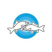 peixes marinhos contornam logotipo moderno vetor