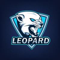 modelo de logotipo de esporte e esporte de mascote leopardo irritado para jogador, serpentina, equipe vetor