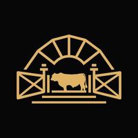 logotipo vintage da fazenda de gado angus vetor