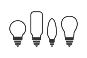 conjunto de ícones de vetor de lâmpada simples. ilustração de lâmpadas elétricas