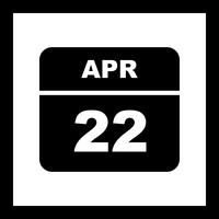 22 de abril Data em um calendário único dia vetor