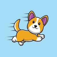 ilustração de cachorro corgi fofo correndo e pulando vetor