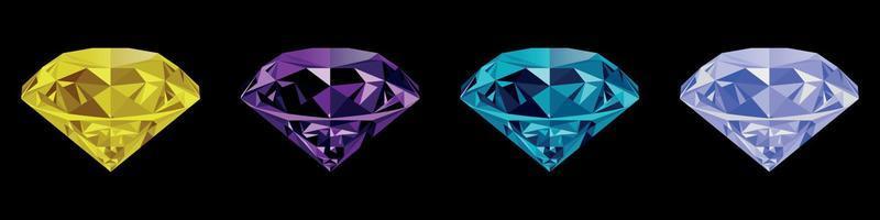 diamantes de lapidação redonda multicolorida vetor