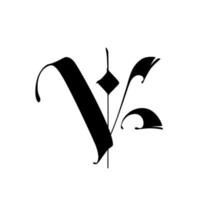 alfabeto. o símbolo é isolado em um fundo branco. caligrafia e letras. carta latina medieval. logotipo da empresa. monograma. vetor