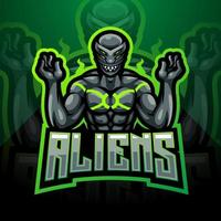 Design do logotipo do mascote alien esport vetor