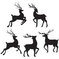 ilustração com silhuetas de cervos isoladas no fundo branco vetor