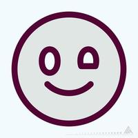 ícone emoticon wink - estilo de corte de linha de cor vetor