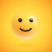 Emoticon amarelo realista na frente de um fundo amarelo, ilustração vetorial vetor