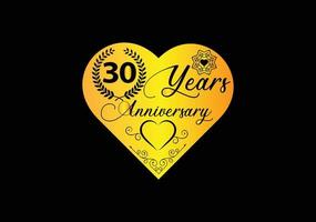 Celebração de aniversário de 30 anos com logotipo de amor e design de ícone vetor