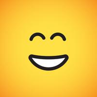 Emoticon amarelo realista na frente de um fundo amarelo, ilustração vetorial vetor