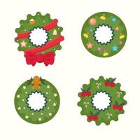 Natal conjunto de quatro grinaldas com bolas, sinos, brinquedos. decoração na porta. vetor