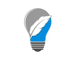 ideia de escritório de advocacia de caneta de pena dentro de um logotipo de lâmpada vetor