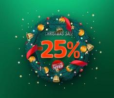 banner de promoção de vetor de oferta especial de venda de Natal. desconto de vinte e cinco por cento