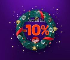 banner de promoção de vetor de oferta especial de venda de Natal. dez por cento de desconto