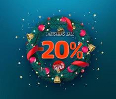 banner de promoção de vetor de oferta especial de venda de Natal. vinte por cento de desconto