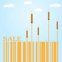 vetor de venda de outono com trigo e código de barras