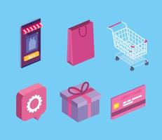 ícones de compras online vetor