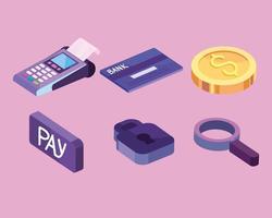 ícones de pagamento de tecnologia nfc vetor