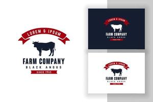 modelo de design de logotipo preto angus. ilustração em vetor fazenda de vacas.