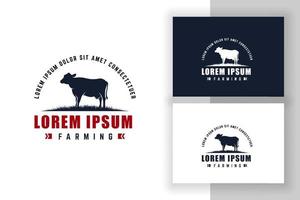 modelo de design de logotipo preto angus. ilustração em vetor fazenda de vacas.