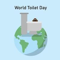 cartaz do dia mundial do banheiro. imagem do globo e um banheiro em design plano de estilo minimalista. vetor