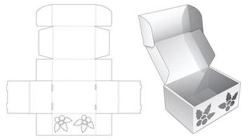 caixa de papelão flip com modelo recortado de janela de azevinho oculto vetor