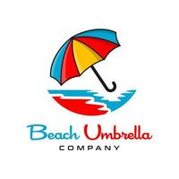 design de logotipo de guarda-chuva de praia em vetor