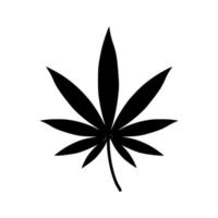 vetor de exibição em preto ou silhueta de folha de cannabis ou cânhamo ou maconha, planta à base de plantas para tratamento médico