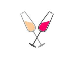logotipo de garrafa de vinho cruzado vetor