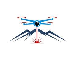 drone azul e cena de montanha vetor