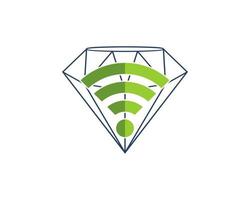 diamante de joalheria simples com símbolo de wi-fi dentro vetor