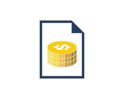 documento de papel simples com pilha de moedas de dinheiro dentro vetor