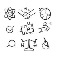 mão desenhada doodle ícone da indústria ilustração coleção de símbolos isolada vetor