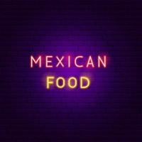 texto em neon de comida mexicana vetor