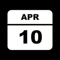 10 de abril Data em um calendário de dia único