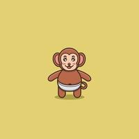 macaco bebê fofo. personagem, mascote, logotipo, desenho animado, ícone e design bonito. vetor