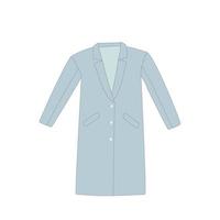casaco comprido azul. elemento de roupas quentes. estilo do doodle. vetor