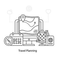 ilustração de planejamento de viagens em design linear vetor