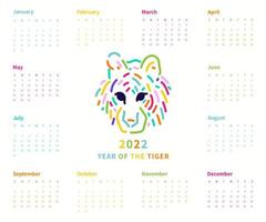 modelo de calendário 2022. 2022 modelo de planejador de calendário. semana começa no domingo. ilustração vetorial. vetor