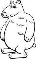 desenho animado urso personagem animal para colorir página vetor