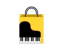 logotipo do piano na sacola de compras vetor
