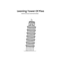 ilustração do contorno de uma torre inclinada de pisa itália vetor