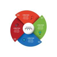 quatro elementos do círculo com ícones de papel e lugar para o texto circular o papel branco. o conceito de 4 recursos de desenvolvimento de negócios. modelo de design do infográfico. ilustração vetorial.