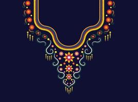 design floral para design de decote, padrão geométrico oriental étnico tradicional design de bordado de colar .floral para mulheres da moda. desenho de decote para estampa têxtil. vetor