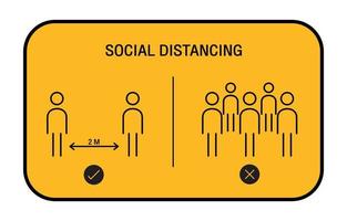 distanciamento social mantenha sua distância de 2 metros, evite ícone crowds.infographic. vetor