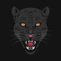 ilustração em vetor rosto animal jaguar preto