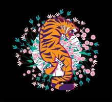 O design da ilustração do tigre para sukajan é um pano tradicional do Japão ou uma camiseta com bordado digital desenhado à mão camisetas masculinas verão casual manga curta hip hop camiseta streetwear vetor