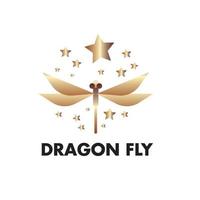 ícone do logotipo de libélula para o símbolo do zoológico com estrela para a empresa de acessórios vetor